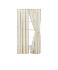 Ellis Curtain Shadow Stripe Tailored Curtain Panel Pair For Windows With Ties 80 X22 X 63 X22 Natural