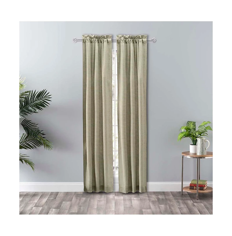 Ellis Curtain Lisa Solid Poly Cotton Duck Fabric Tailored Panel Pair with Ties 56" x Mist