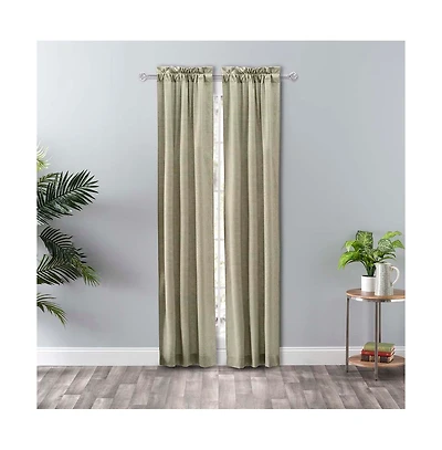 Ellis Curtain Lisa Solid Poly Cotton Duck Fabric Tailored Panel Pair with Ties 56" x Mist