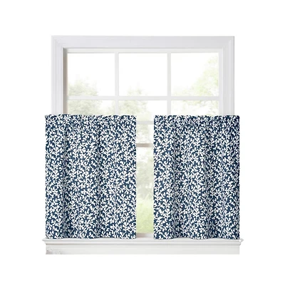 Ellis Curtain Sea Tumble 3" Rod Pocket 100% Cotton Machine Wash and Dry Tailored Valance 50" x 16" Navy