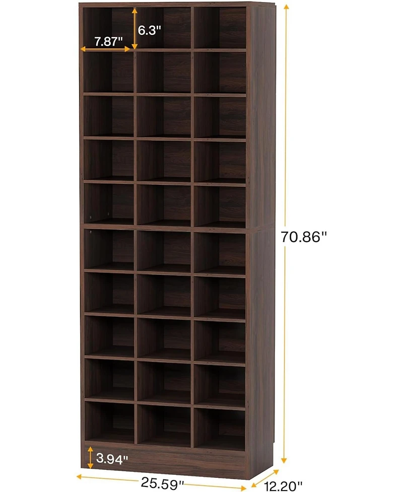 Tribesigns 10-Tier Shoe Storage Cabinet, Wooden Rack with 30 Cubbies, Freestanding Tall Entryway Organizer