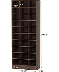 Tribesigns 10-Tier Shoe Storage Cabinet, Wooden Rack with 30 Cubbies, Freestanding Tall Entryway Organizer