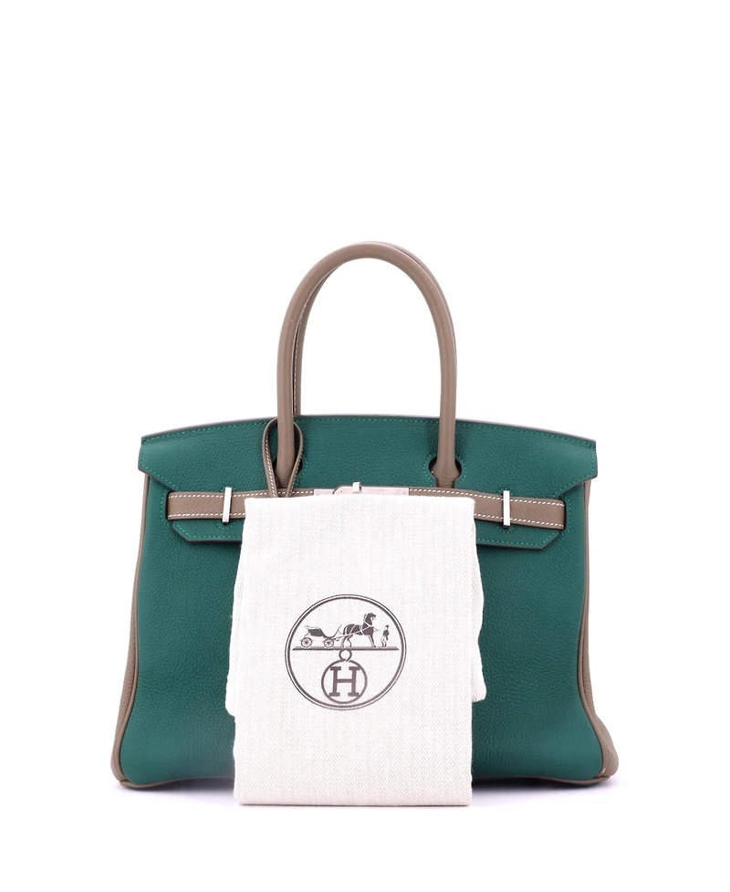 Pre-Owned Hermes Birkin 30 Handbag Bicolor Togo with Brushed Palladium Hardware