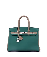 Pre-Owned Hermes Birkin 30 Handbag Bicolor Togo with Brushed Palladium Hardware