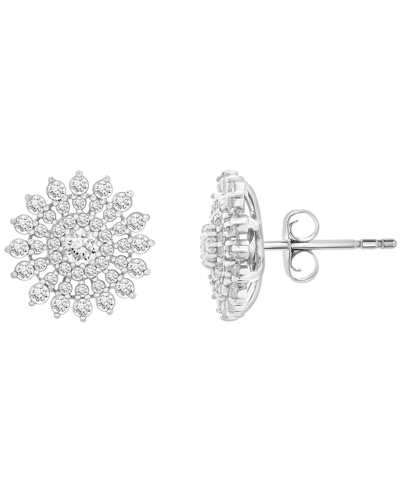 Wrapped Love Diamond Flower Cluster Stud Earrings (1 ct. t.w) 14k Gold, Exclusively at Macy's