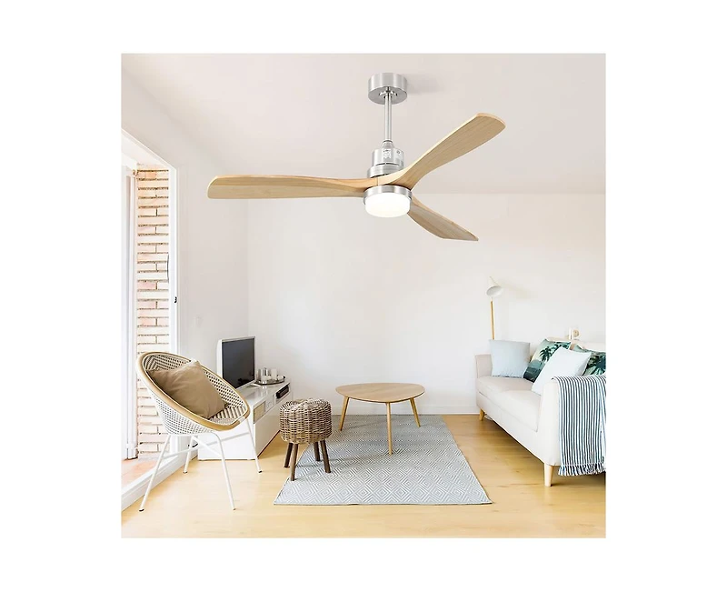 52-inch Modern Minimalist Sand Nickel 3 Blades Ceiling Fan with 3 color Dimmable and Memory Function Light and Remote control