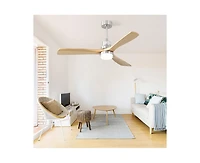 52-inch Modern Minimalist Sand Nickel 3 Blades Ceiling Fan with 3 color Dimmable and Memory Function Light and Remote control