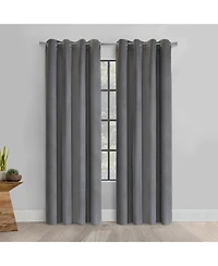 Thermaplus 100% Polyester Duo Reversible Tone Textured Blackout Grommet Curtain Panel 52" x 63" Black to Light Grey