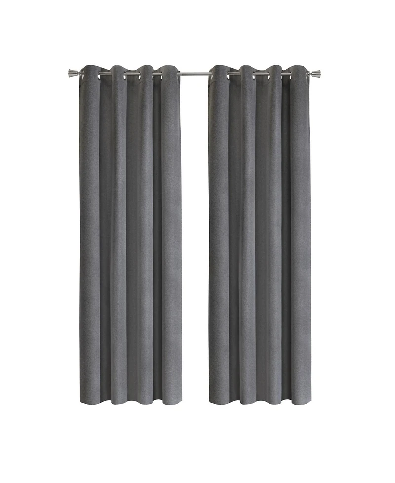 Thermaplus 100% Polyester Duo Reversible Tone Textured Blackout Grommet Curtain Panel 52" x 95" Black to Light Grey