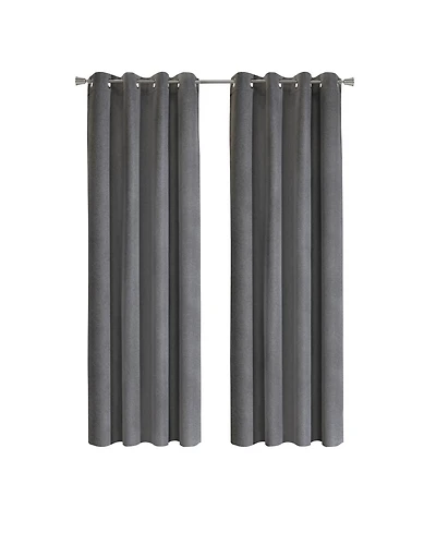 Thermaplus 100% Polyester Duo Reversible Tone Textured Blackout Grommet Curtain Panel 52" x 95" Black to Light Grey