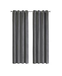 Thermaplus 100% Polyester Duo Reversible Tone Textured Blackout Grommet Curtain Panel 52" x 95" Black to Light Grey