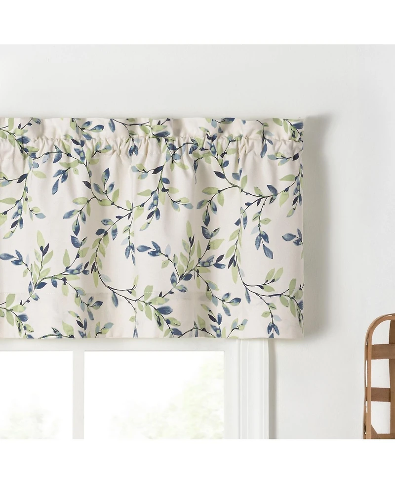 Ellis Vintage Stylish Medium Scale Printed Vine Pattern 3" Rod Pocket Scallop Valance Lined 58"x15" Azure