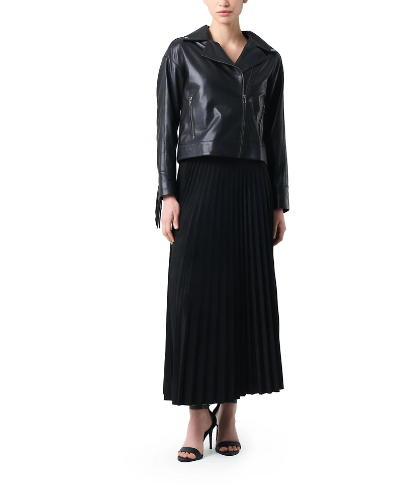 Velez Women's Lyra Jacket Leather for Women, Biker with Fringe