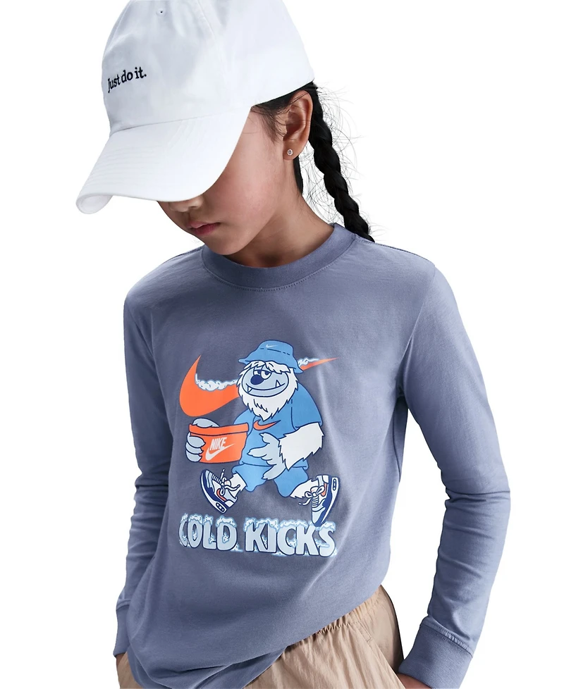 Nike Girls Sportswear Printed Long-Sleeve T-Shirt