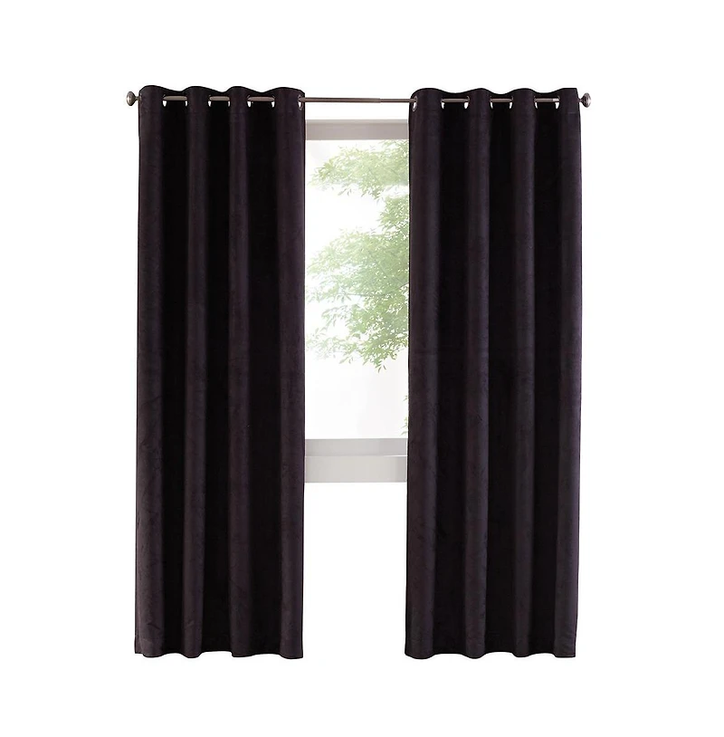 Thermaplus Navar Blackout Suede Textured Window Treatment Grommet Curtain Panel for Bedroom Livingroom 54" x Black