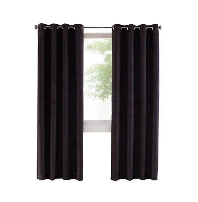 Thermaplus Navar Blackout Suede Textured Window Treatment Grommet Curtain Panel for Bedroom Livingroom 54" x Black