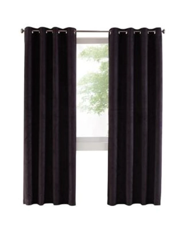 Thermaplus Navar Blackout Suede Textured Window Treatment Grommet Curtain Panel For Bedroom Livingroom 54 X22 X Black