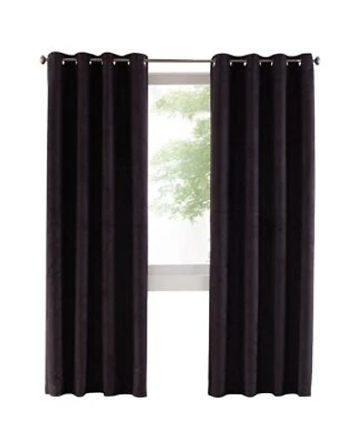 Thermaplus Navar Blackout Suede Textured Window Treatment Grommet Curtain Panel For Bedroom Livingroom 54 X22 X Black