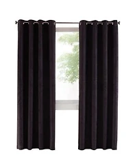 Thermaplus Navar Blackout Suede Textured Window Treatment Grommet Curtain Panel For Bedroom Livingroom 54 X22 X Black