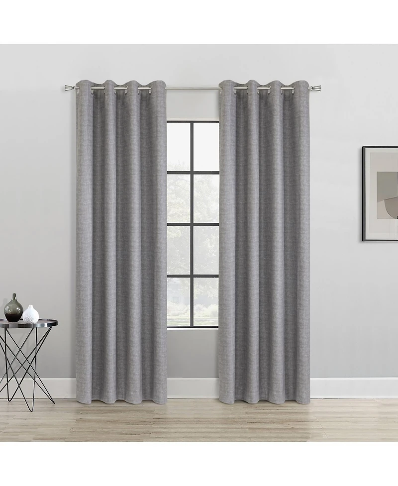 Thermaplus 100% Polyester Mason Lightweight Texture Printed Blackout Grommet Curtain Panel 52" x Grey