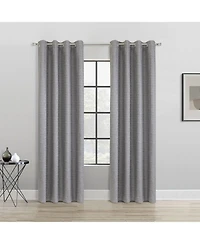 Thermaplus 100% Polyester Mason Lightweight Texture Printed Blackout Grommet Curtain Panel 52" x Grey