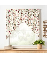Ellis Vintage Stylish Medium Scale Printed Vine Pattern 1.5" Rod Pocket Tailored Swag 56"x36" Pecan