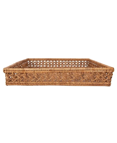 Artifacts Rattan Seca Design Square Tray 16" With Glass Insert