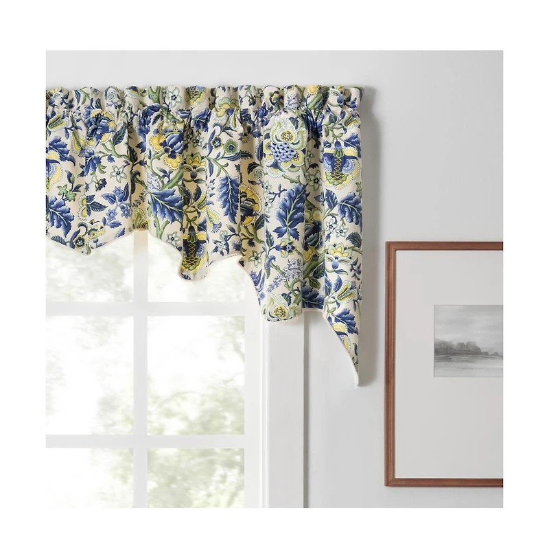 Ellis Curtain Regency Swag Shaped 3" Rod Pocket Valances for Windows 100" x 30" Blue