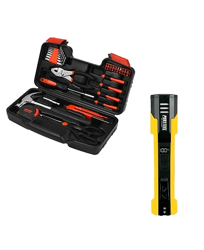 Pursonic UltraBright Flashlight + Handy Solutions 39-Piece Household Tool Kit Bundle
