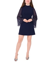 Msk Women's Mock Neck Combo Sleeve Dress