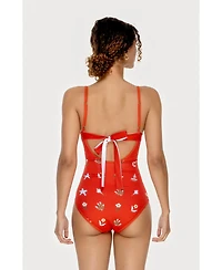 Jessie Zhao New York Women's Red Coral Reversible V-Neck One-Piece Swimsuit