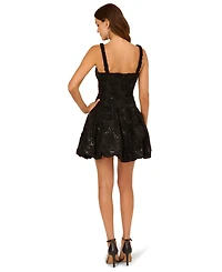 Adrianna Papell Women's Square Neck Soutache Flounce Short Dress