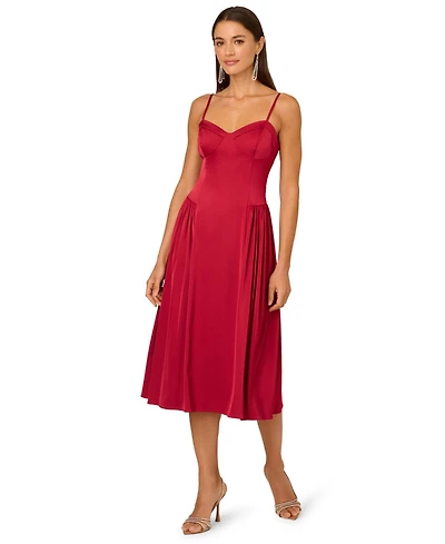 Adrianna Women's Stretch Sweetheart Neck Midi Dress
