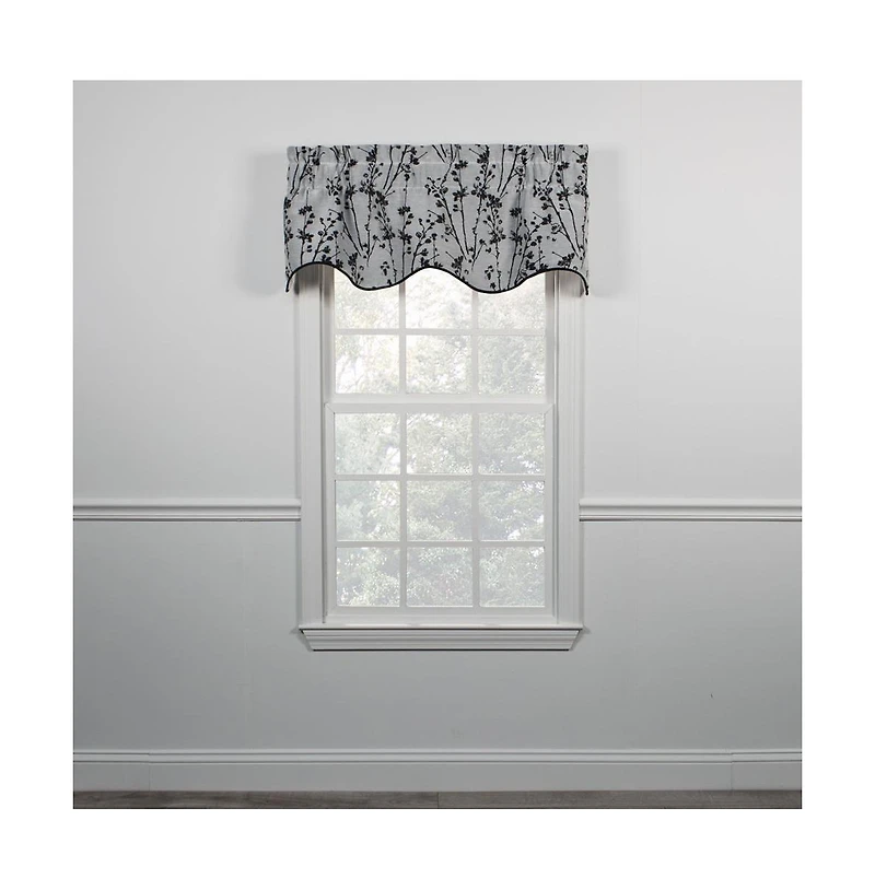 Ellis Curtain Meadow High Quality Room Darkening Solid Natural Color Lined Scallop Window Valance - 50 x15" Chrome