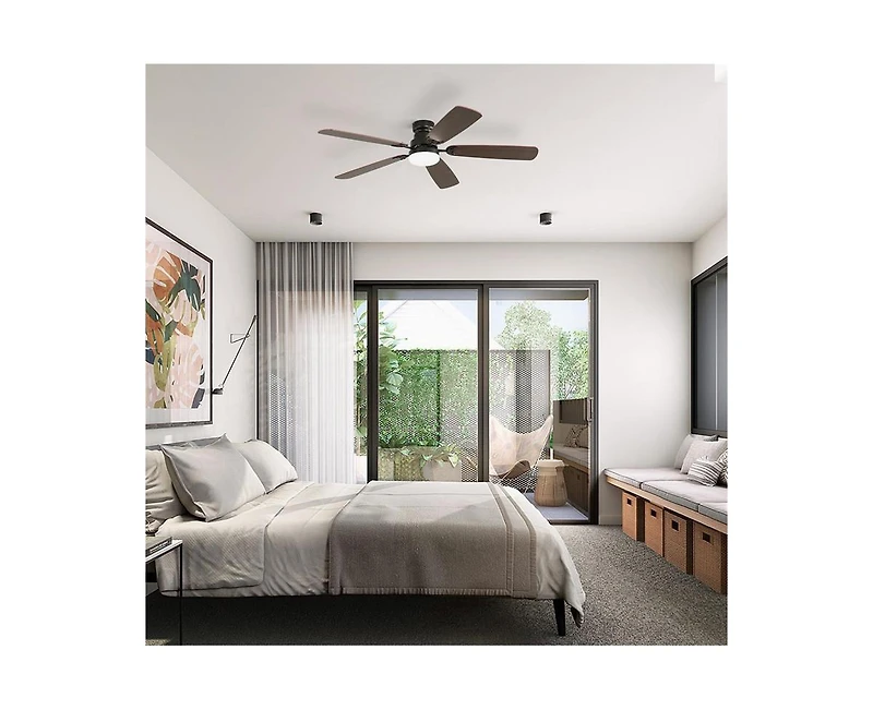 52-inch Modern Black 5 blades Three-color Dimmable Ceiling Fan Led Light with Six-speed Remote Control and Timing Function