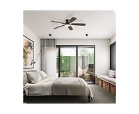 52-inch Modern Black 5 blades Three-color Dimmable Ceiling Fan Led Light with Six-speed Remote Control and Timing Function