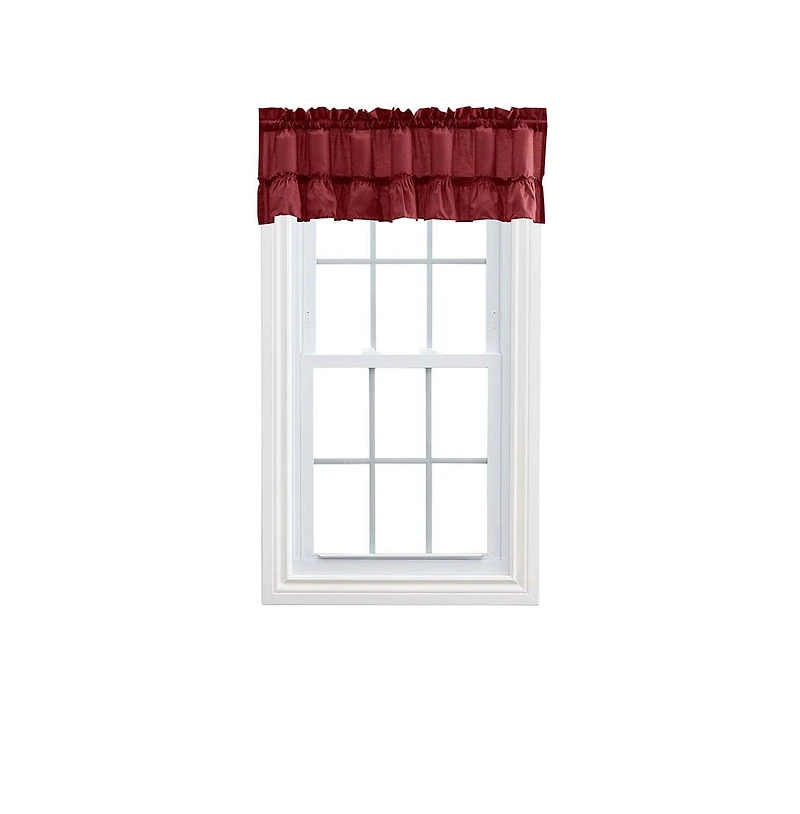 Ellis Stacey 1.5" Rod Pocket High Quality Fabric Solid Color Window Ruffled Filler Valance 54"x13" Merlot