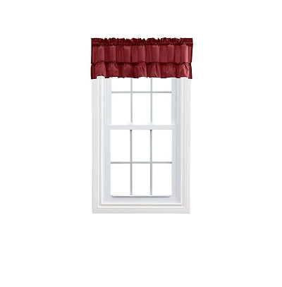 Ellis Stacey 1.5" Rod Pocket High Quality Fabric Solid Color Window Ruffled Filler Valance 54"x13" Merlot