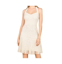 Lara Women's Beaded Halter Neck Bridal Midi Dress