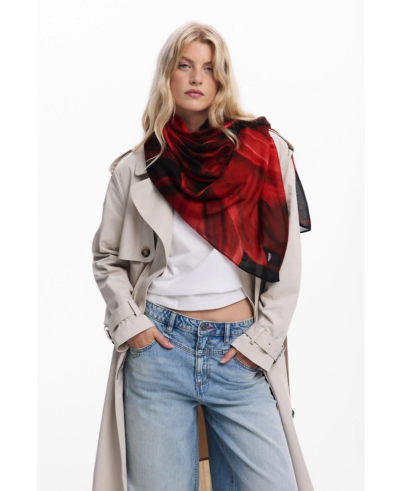 Desigual Women's Rectangular floral scarf