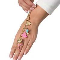 Juicy Couture Pink and Gold Charm Bracelet with Bow, Dog, and Heart