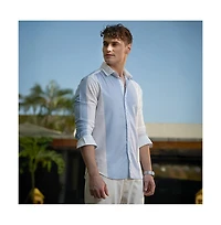 Campus Sutra Men's Powder Blue & Daisy White Panel-Tactile Shirt