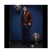 Campus Sutra Men's Burgundy Red Abstract-Woven Shirt