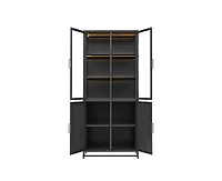 Casainc 76.75" Tall Display Cabinet with Glass Doors and Led Lights