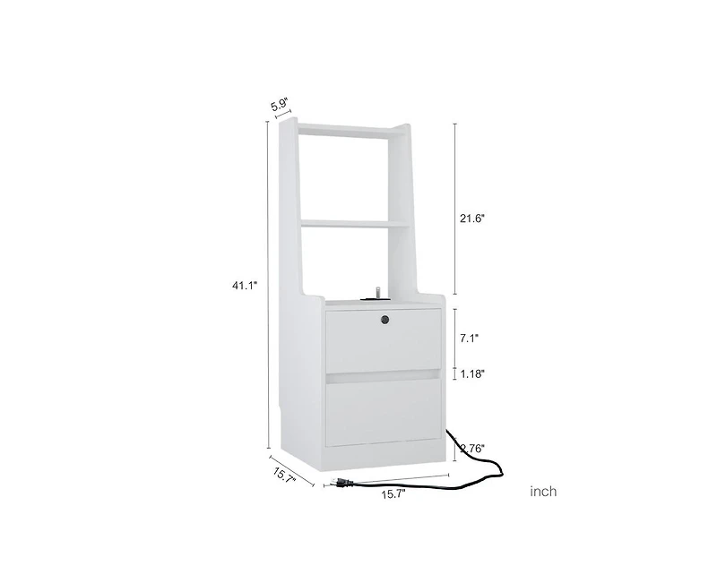 Storage Cabinet with Night Light Bookshelf