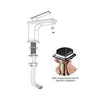 Aquaterior Wall Mount Ceramic Sink w/ Modern 1 Hole Bathroom Square Faucet Orb