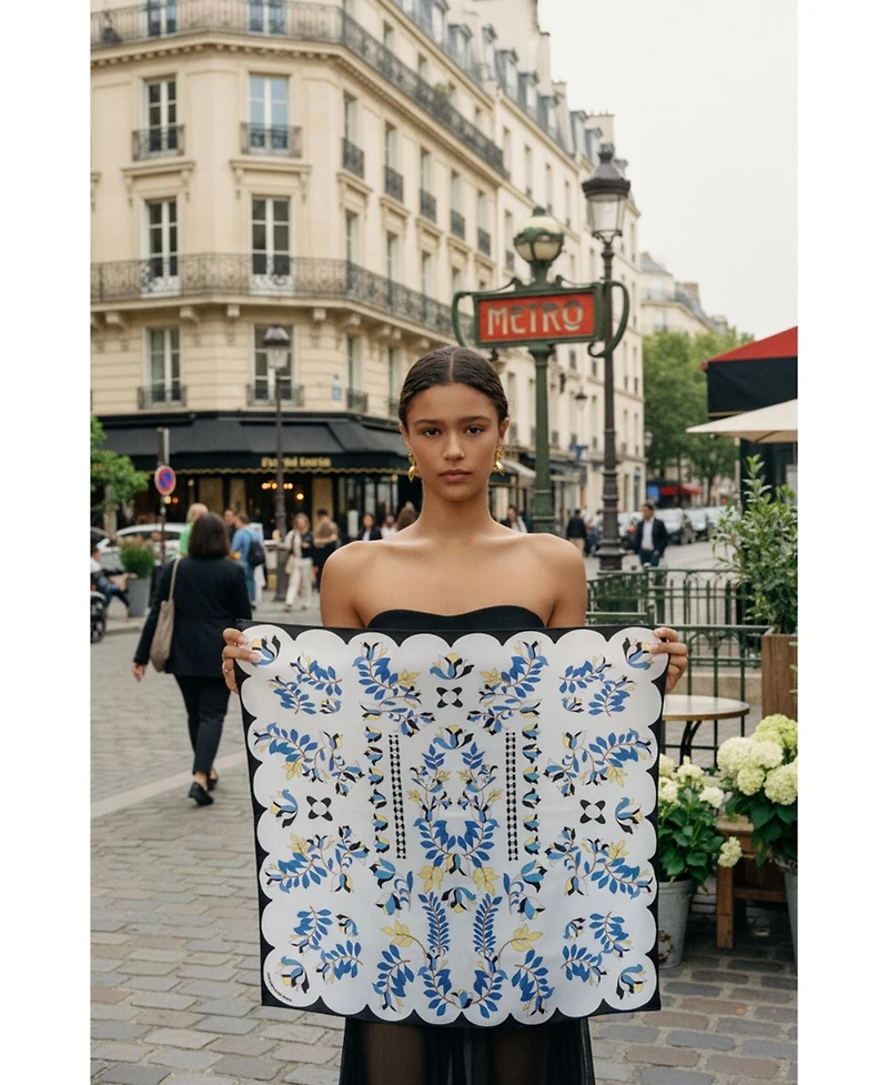 Jessie Zhao New York Double Sided Silk Scarf Floral Parade