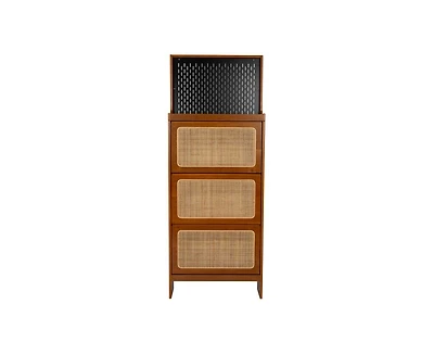 Casainc Rattan Shoe Cabinet with 3 Flip Drawers