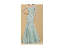 Lara Women's Long Sleeve Mermaid Beaded Gown