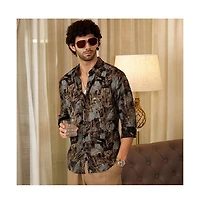 Campus Sutra Men's Obsidian Black Impressionistic Strokes Shirt